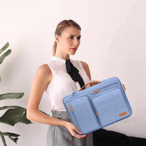 Image of MOSISO 360 Protective Laptop Shoulder Bag,15-15.6 inch Computer Bags Compatible with MacBook Pro 16 inch, HP, Dell, Lenovo, Asus Notebook,Side Open Messenger Bag with 4 Zipper Pockets, Sky Blue