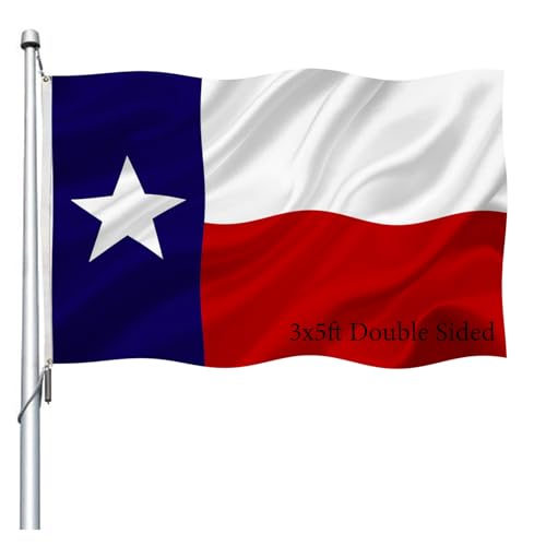 Texas State Flag 3x5 Double Sided Outdoor-Heavy Duty 210D polyester Sewn TX Flags Banner with 2 Brass Grommet Weatherproof Fade Resistant Indoor