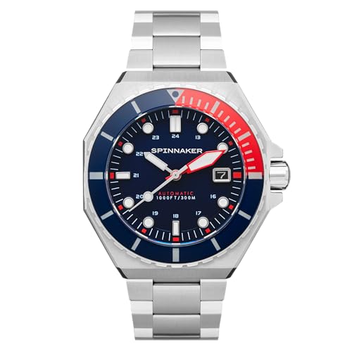 Image of Spinnaker Dumas Men's Watch - Automatic Dive Watch for Men, 44mm Stainless Steel Case, Stainless Steel Strap, Water Resistant 300m, SP-5081