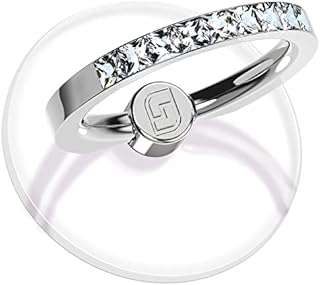 Transparent Phone Ring Holder 2 Pcs, Jsoerpay Clear Cell Phone Ring Holder with Diamond, Finger Grip 360°Rotation Compatible with Most of The Phones, Tablet and Case (Silver)