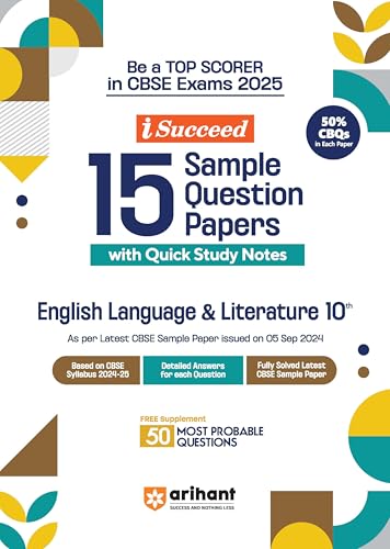 Image of Arihant I-Succeed CBSE Sample Paper Class 10th (2024-2025) Hindi A, Science, Social Science, Maths Standard & English Language | Combo Set of 5 Books for Exam 2025