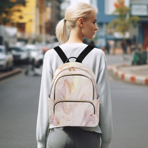 Mini sac à dos matelassé en marbre finition moderne rose doré