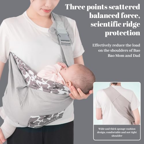 Lvjkes Tragetuch baby neugeboren, Tragetuch baby, Multifunktionale kindertrage, Einstellbar, Tragbar, für Babys von 0 bis 36 Monaten, Kleinkinder mit einem Gewicht bis 20 kg (Blume Grau)
