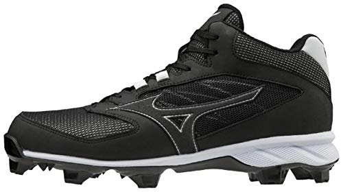 Mizuno Men's 9-Spike Advanced Dominant TPU Mid Molded Cleat Athletic Shoe, Black-White, 7.5 D US