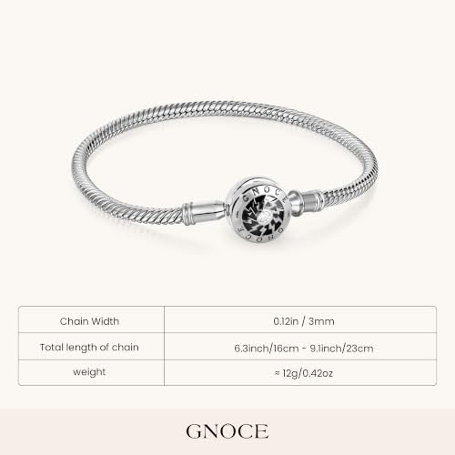 Image of GNOCE Charm Bracelet S925 Sterling Silver Black /Rose Gold /Gold Plated DIY Snake Chain The Moment I Meet You Basic Charm Bracelet Bangle with Clasp