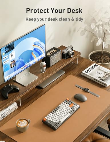 Image of Aothia Faux Leather Desk Mat Mouse Pad, 55 inch x 17 inch, Khaki