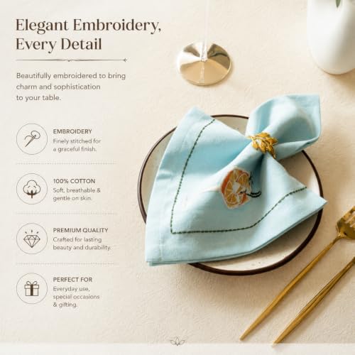 Image of Cocktail Napkin by R home, Citrus Splash Large Cocktail Napkins, Marine Blue 16X16 Inch Party Napkins for Home Bar, Drinks, Cocktails & Entertaining, Set of 6