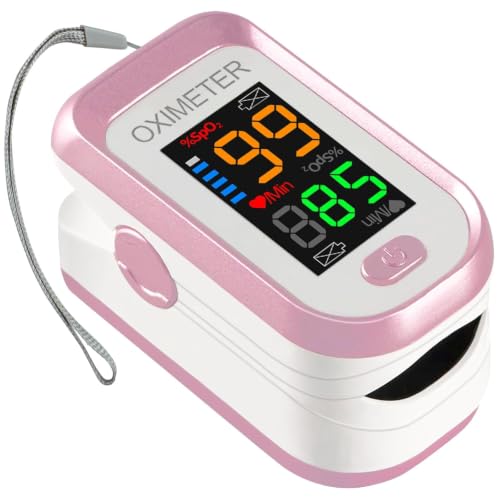 Image of Heart Rate Oxygen Monitor, Blood Oxygen Saturation Monitor, SPo2 with Perfusion Index and Breath Reading, Large Display, Carrying Bag Packaging and Drawstring, Blue