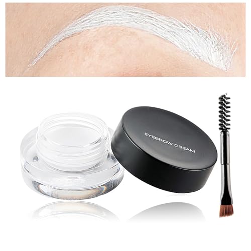 Eyebrow Pomade Cream Brow Pomade Gel Naturally Long Lasting Waterproof Delicate and Smooth Eye Brow Makeup Cosmetics with Eyebrow Brush - White
