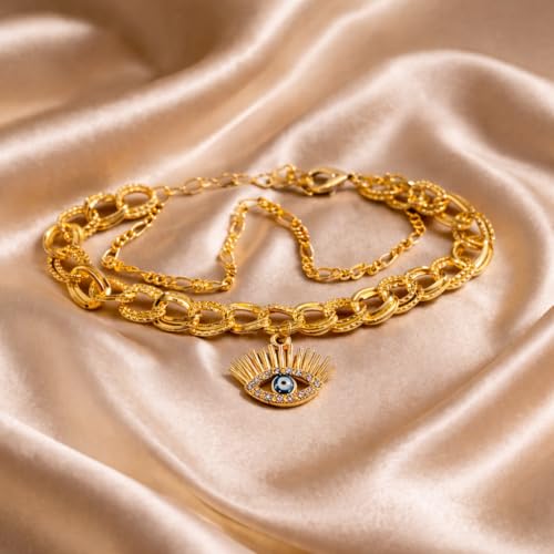 Image of CraftVatika Evil Eye Blue Bracelet for Women Daily Use, Infinity Shape Cubic Zirconia Diamond Bracelet for Women Jewelry for Gift, Adjustable Charm Bracelet Aesthetic Accessories Jewellery friendship