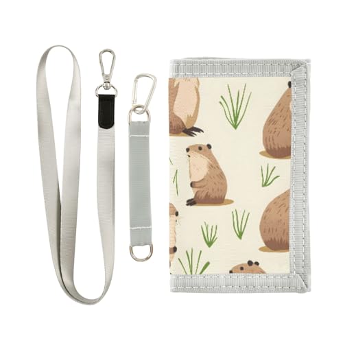 ALAZA Kids Wallets for Boys Girls Toddler Trifold Wallet Children Small Groundhog Grass with Zipper Coin Pocket