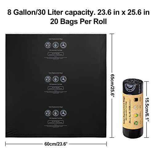 BLIKA 40 Count Toilet Replacement Bags, 8 Gallon, 30 Liter, Heavy Duty 1 Mil, Compost Bags 8 Gallon, Camping Toilet Bags for Portable Toilet, Car Travel, Camping, Long Trips