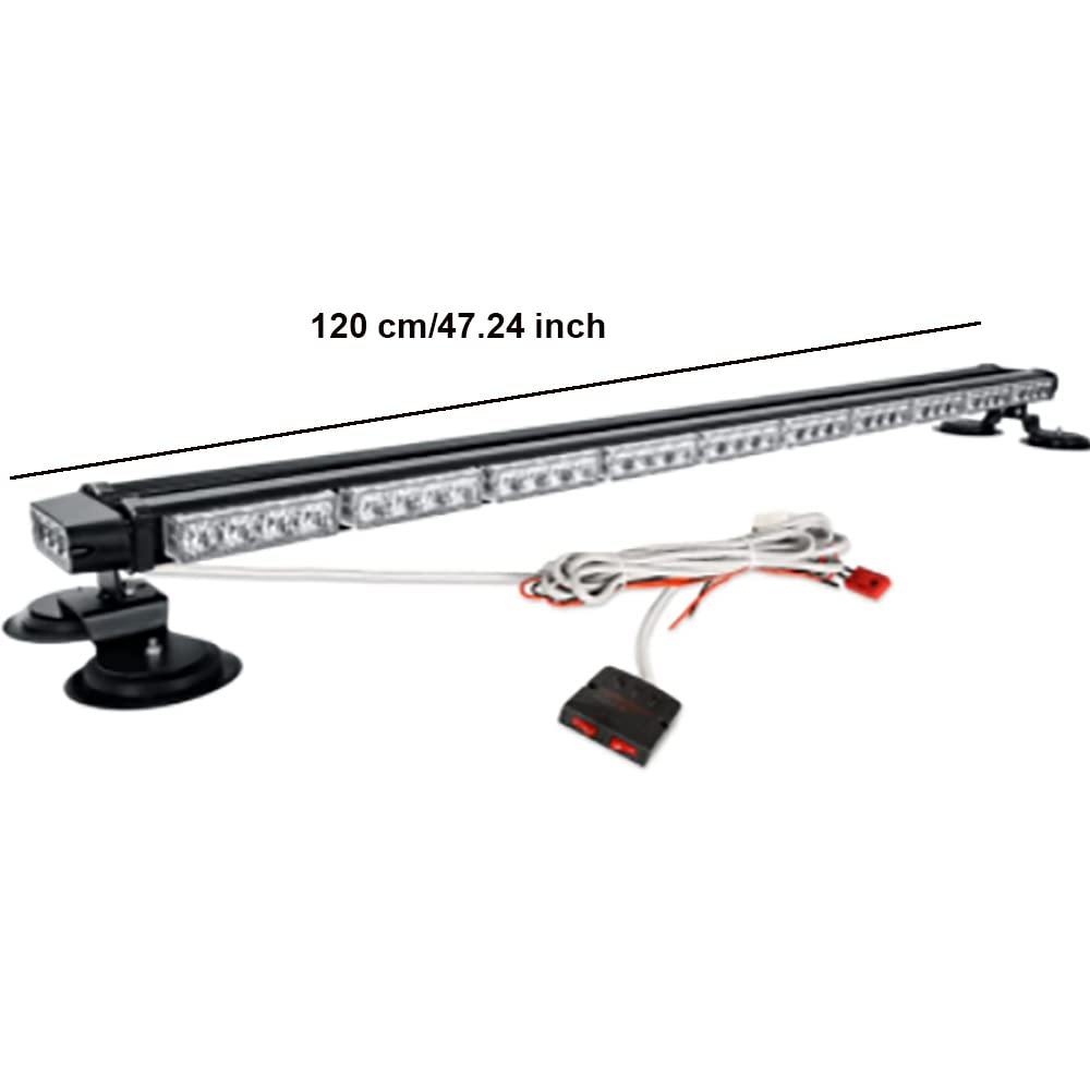 1PCS 12V Barra de luz estroboscópica LED de alta visibilidad para vehículos de emergencia, barra de luz de advertencia de peligro de emergencia de doble cara blanca amarilla