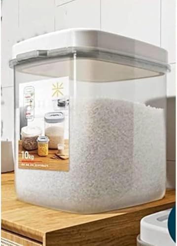 Fegson 米びつ ライスストッカー 米櫃 お米保存容器 5kg/10kg 冷蔵庫 こめびつ 米入れ お米保存容器 貯蔵タンク密閉 小麦粉 砂糖 キッチン収納 透明可視化窓 残量確認可 大容量 清潔便利、多機能、防虫、防湿、家庭用、密閉型 (ホワイト-1