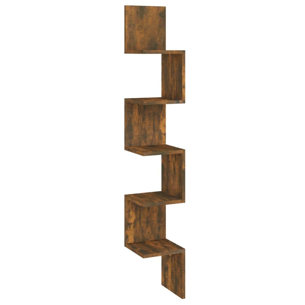 Étagère d'angle flottante gain de place 5 niveaux en bois salon