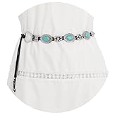 ELABEST Concho Belt Turquoise Chain Belt Cowgirl Belts Western Belts for Women Dresses (M: Fit waist 22 to 42')
