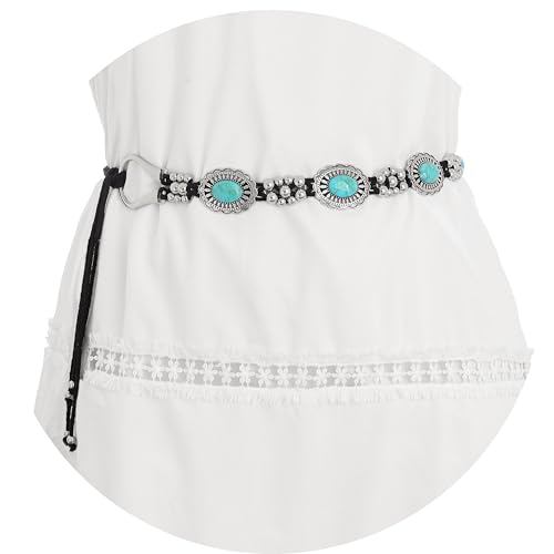 ELABEST Concho Belt Turquoise Chain Belt Cowgirl Waist Belt Western Belts for Women Dresses