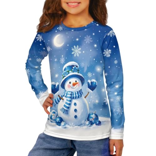 Image of Long Sleeve Shirts for Girls Casual Crewneck Tops Fall Winter Outfits for 3-16 Years Old