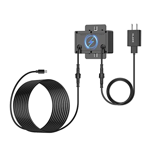 OLAIKE Weatherproof 3000mAh Battery Backup with 16ft/5m Micro USB Charging Cable Cord,Continuously Power Supply for Wyze Cam & Blink mini Camera & Other Micro Port Cam, No Fear of Power Outages, Black