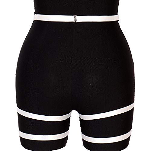 Woman Body Harness Garter Belt Punk Gothic Leg Harness Cage Dance Underwear Accessories (White)
