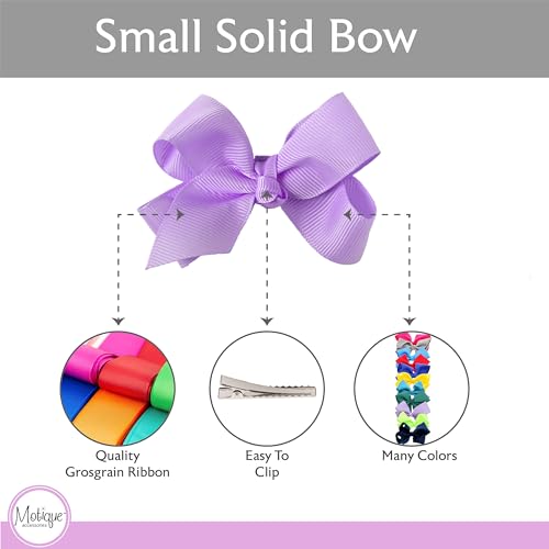 Image of Small Solid Bow for Girls - Set of 12 (Lavender)