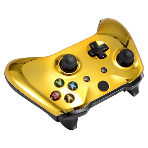 Image of eXtremeRate Chrome Gold Front Housing Shell Faceplate for Xbox One S & Xbox One X Controller (Model 1708) - Controller NOT Included