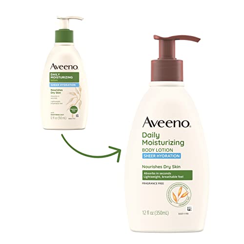 Aveeno Sheer Hydration Daily Moisturizing Fragrance-Free Lotion with Nourishing Prebiotic Oat, Fast-Absorbing Body Moisturizer for Dry Skin with Lightweight, Breathable Feel, 12 fl. oz (Pack of 2) - image 2