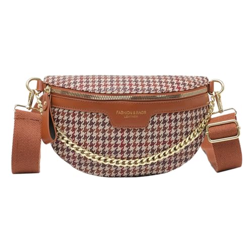 Borsa a tracolla da alla moda a borsa hobo Tracolla regolabile con catena da pendolare da donna elegante marrone pelle sintetica