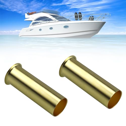 Sporacingrts Brass Drain Tube 3×1 inch for Transom, Splashwell, Livewell & Baitwell - 2-Pack, Yellow - Durable Bilge Drain Plug for Boats