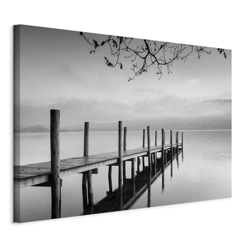 murando Acoustic Canvas Wall Art Nature 90x60 cm / 35 x 24 picture with acoustic foam sound absorption print image Artwork 1 pc room acoustics soundproofing bridge Sea Branches black c-B-0632-b-a