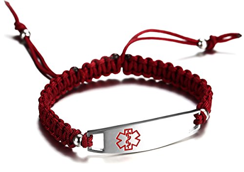 JF.JEWELRY 12 mm Medical Alert Bracelet for Kids with Nylon Braided Band, Free