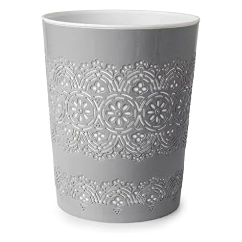 PREMZO Round Flora Bin 9 Liter Basket Container Storage Plastic Waste Paper Bin Small Rubbish Bin Trash for Bedrooms Lounge Kitchen Home Office Bathroom Dormitory Rooms (Grey) Cover