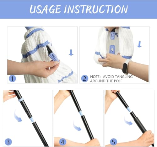 Image of Self-Wringing Twist Mop,57 inch Long Handle, House Accessories,Blue