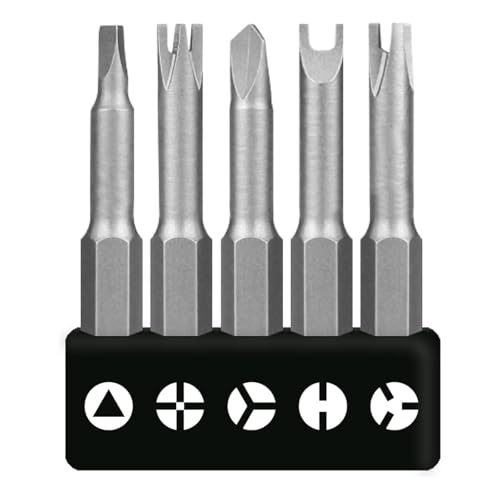 IUSOT 5 Stück Speziell Geformtes Schraubendreher Set, 50mm Spezial Schraubendreher Set, U-förmig,Y-Typ,Innenkreuz, Dreieck Bit Werkzeug, Chrom-Vanadium-Legierter Stahl, Speziell Geformt Für Heimwerker