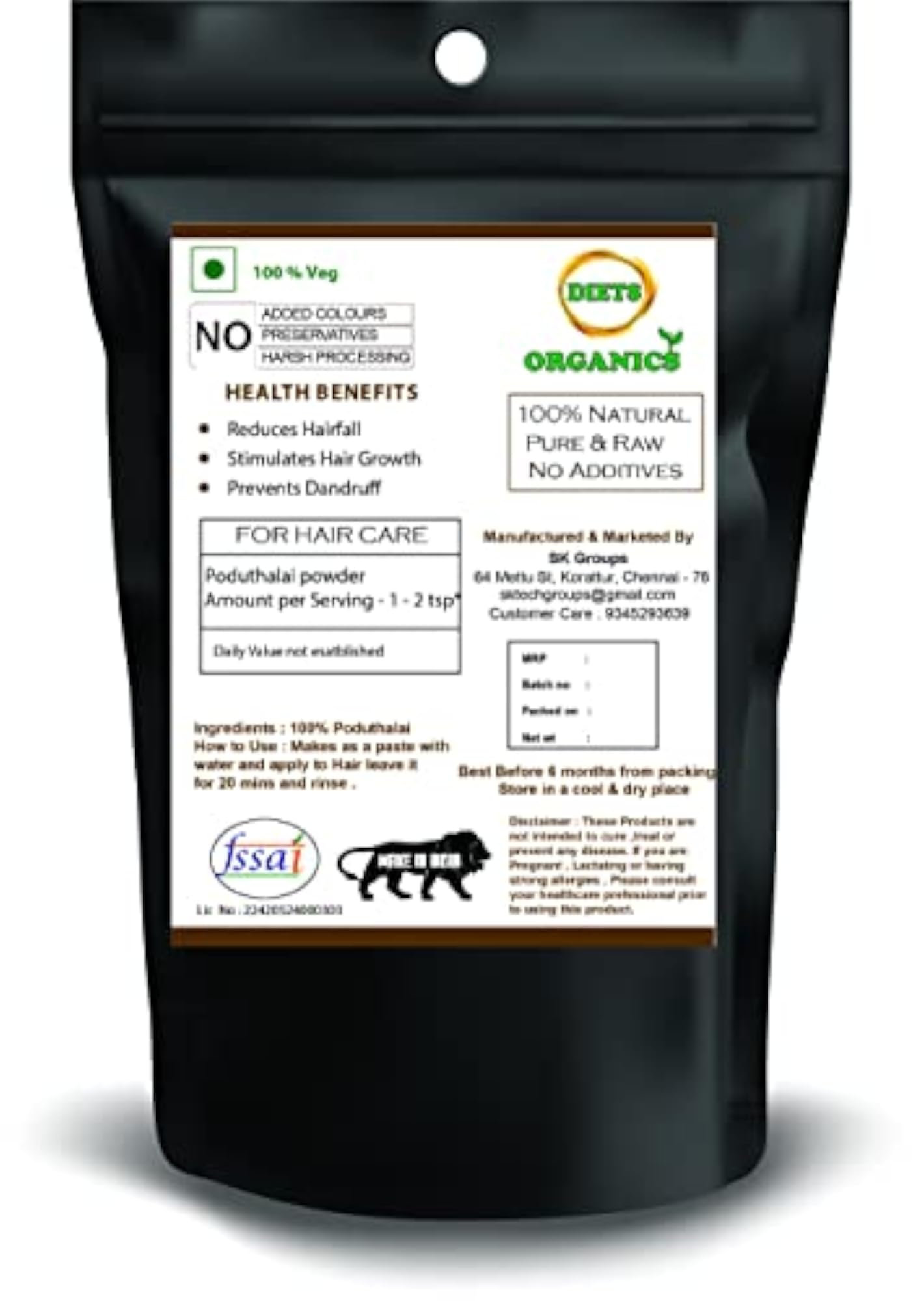 Dandruff Removal Powder, Herbal Hair Care