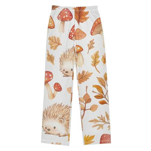 ZZXXB Autumn Hedgehog Mushroom Boys Long Pants Soft Trousers Elastic Waist Kids Lounge Bottoms with Pockets S-XL