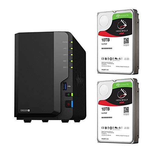 yNAS HDDZbgzSynology DS220+& Seagate HDD [2xC/HDD IronWolf-10TBx2䓯/Celeron64bitfARACPU 2GB]