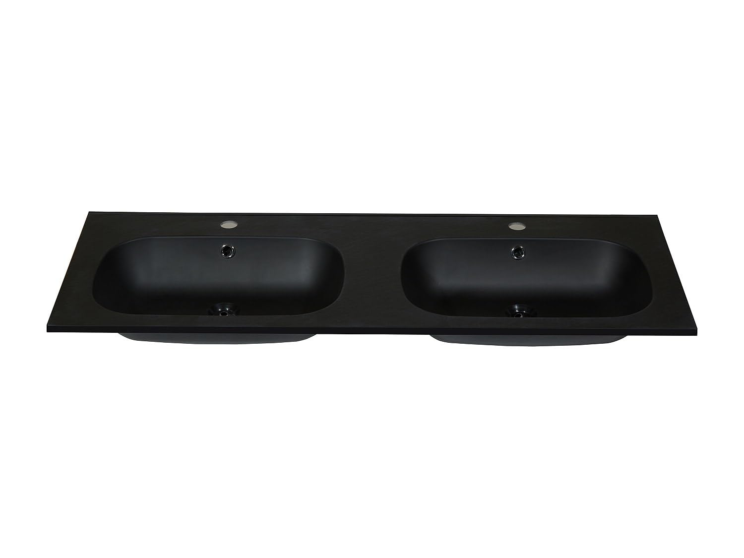 Vente-unique - Lavabo empotrado Atiwa - L 120cm x A 46cm x H 14.5cm - resina - negro