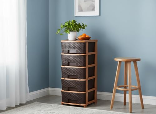 Image of 5XL Plastic Modular Drawer System for Home, Office, Hospital, Parlor, School, Doctors, Home and Kids, Product Dimension When assembeled (30cmx39cmx77 cm):(CHOCOLATE BROWN, 5XL)