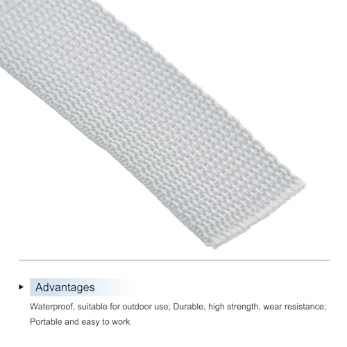 Image of MECCANIXITY Lightweight Polypropylene Webbing Strap 1.5 inch 10 Yard Backpack Strapping Band Pale Grey for Outdoor Luggage Cargo Straps