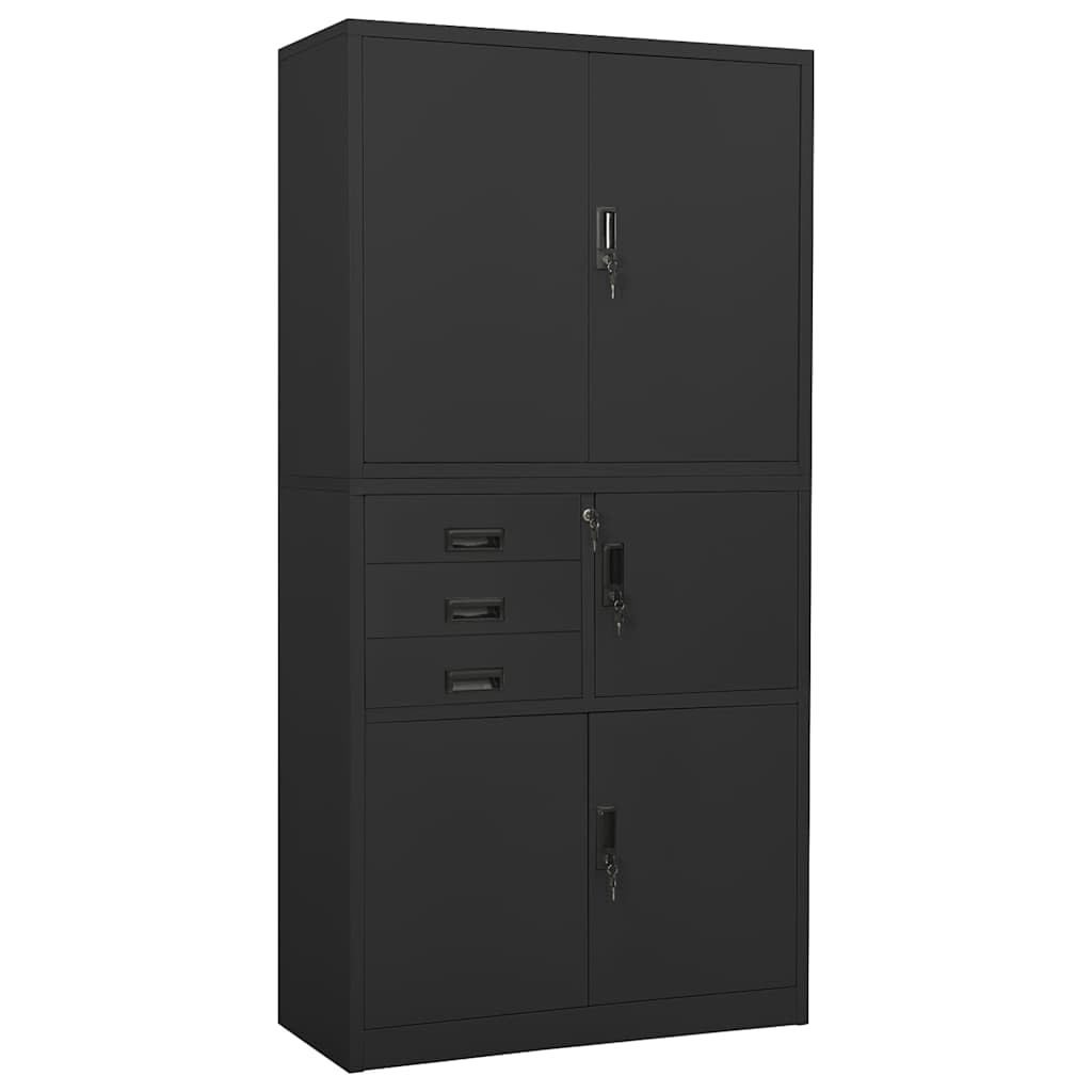 Szafka biurowa antracytowa 90 x 40 x 180 cm stal szafka na akta