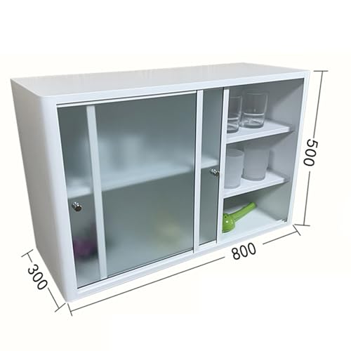 Armario de almacenamiento con puerta corredera de acero inoxidable, estantes ajustables para cocina, oficina, bar, baño o encima del inodoro, versátil montado en la pared para soluciones de ahorro de