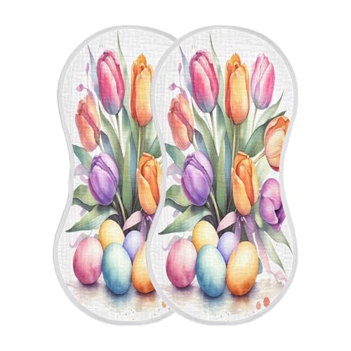 J JOYSAY Tulips Egg White Baby Burp Cloths for Boys Girls Large 22''x11'' Cotton 4 Layer Baby Washcloths for Baby Babies one sizex2