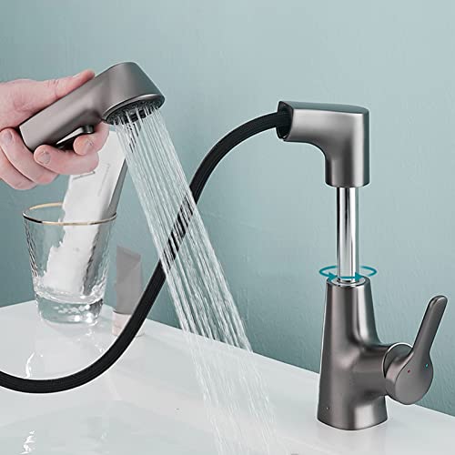 Robinet de lavabo extensible gris anti-éclaboussures pour vasque - 4