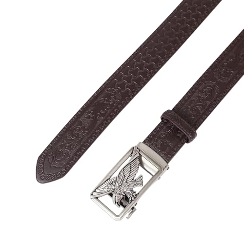 Image of Aurolran Men&Womens Leather Dress Belt Business Automatic Buckle Belt Color-Black Silver Gold