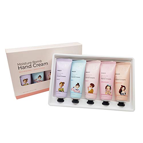The Elixir Beauty FASCY Korean Cosmetics Moisture Bomb Hand Cream, Moisturizing/Ultra Hydrating/Refreshing, No Greasy or Oily (40ml x 5ea)