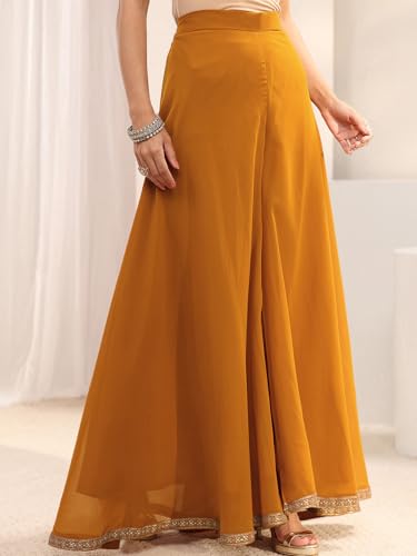 Image of Libas Art Embroidered Georgette Anarkali Kurta With Palazzos and Dupatta | ethnic wear | bridal suit | occasion wear
