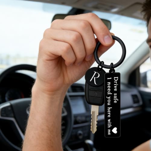 Image of drive safe keychain for him key rings for her men boyfriend