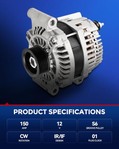 Image of KAX New Alternator Compatible With 2009-2012 Ford Escape 3.0L V6, 2010-2012 Fusion, 2009-2011 Mercury Mariner /Tribute, 2010-2011 Milan 11411N 12V 150Amp CW 6-Groove Pulley | Fits 2010-2012 Ford Fusion V6 3.0L, Replacement OE 11411N, 11411, 9L8T10300AC, 9L8Z10346A, BE5T10300AA