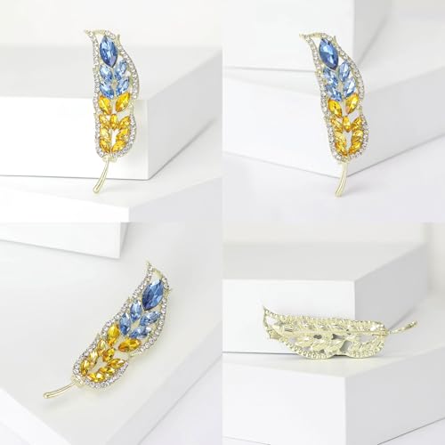 Elegant Wheat Sheaf Brooch Pin Exquisite Wheat Ear Lapel Pin Embellished with Sparkling Stones for Women Girls4